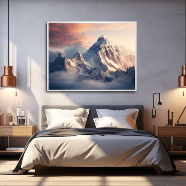 Painting of Sunset Over Mountains